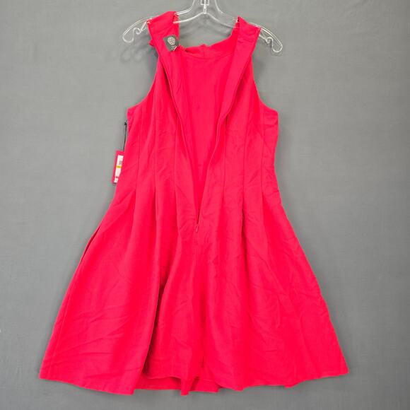 Vince Camuto Red Dress NEW $128 Midi Stretch Sleeveless Aline Macys Women 14 Zip - Picture 2 of 10